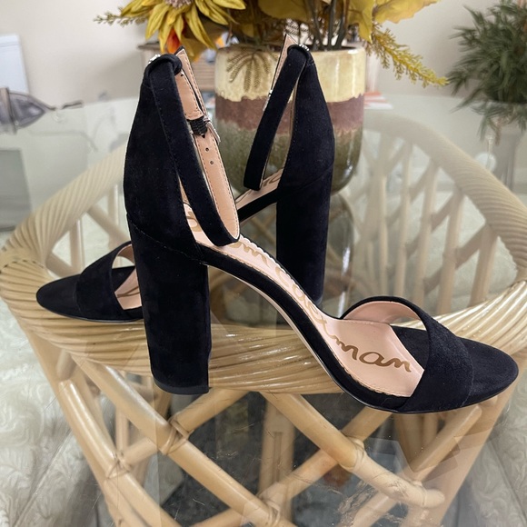 Sam Elderman like new black suede open toe, chunky heels, size 7.5. - Picture 8 of 12